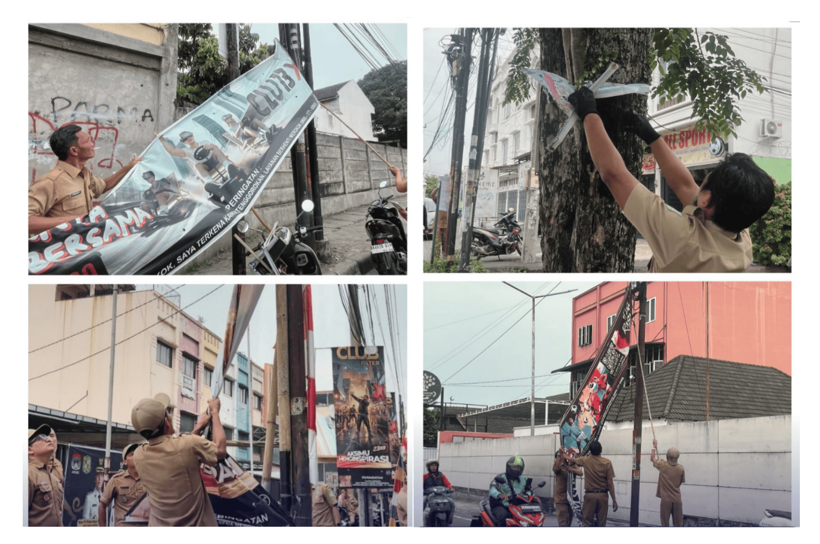 Kecamatan Medan Johor melaksanakan kegiatan penataan wilayah melalui operasi penertiban spanduk tidak berizin di sejumlah lokasi wilayah KecamatanMedan Johor