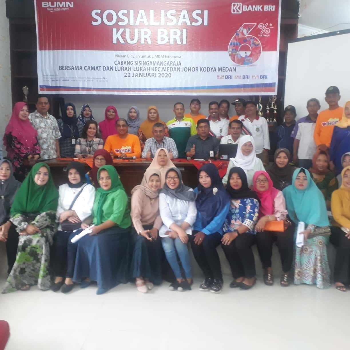 Sosialisasi Kredit Usaha Rakyat (KUR) BRI di Aula Kantor Camat Medan Johor