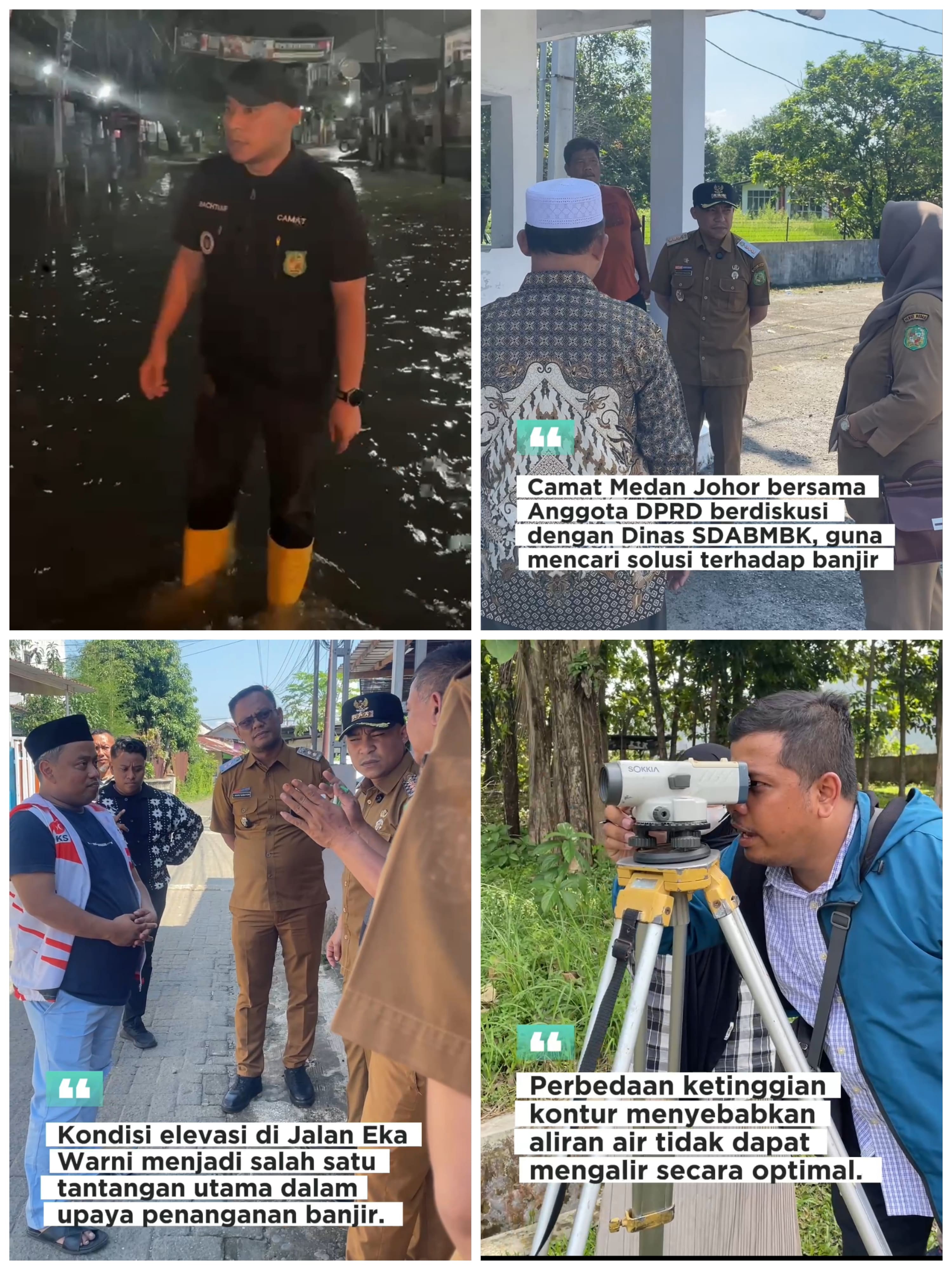 Menindaklanjuti hasil peninjauan langsung terhadap kondisi banjir yang terjadi di Kelurahan Gedung Johor, Camat Medan Johor, Bapak Bachtiar Rivai Nasution, S.STP., M.AP, tidak tinggal diam.